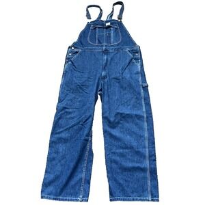 Hisea Denim Overall Mens Sz 42x30 Relaxed Fit work Dungarees Mechanic Workwear
